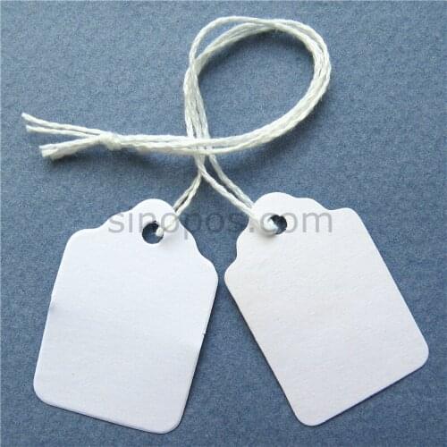 22x34mm Strung Blank Merchandise Tags in Paper, pre-strung Garment Price hangtags, string Packaging Label, Gift hang tag