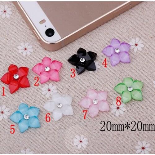 50pcs 8 color optional Flat Back Resin Flowers With Rhinestone For Diy Phone decoration /nail art /Scrapbooking 20mm 009005048