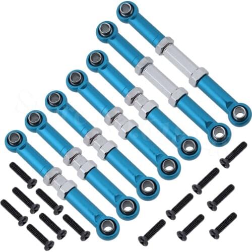 7Pcs Adjustable Alloy Aluminum 45mm&52mm Linkages Pull Rod Front&Rear For1:16HQ 731 732 733734 Buggy Monster Truck Rally