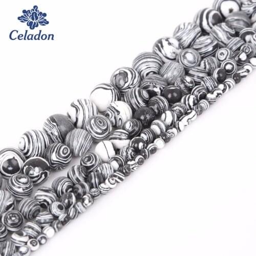 Wholesale Fashion 4/6/8/10/12 mm 15'' Stone Beads Synthetic White Malachite Beads For Women Necklace&Bracelet Jewelry Diy Craft