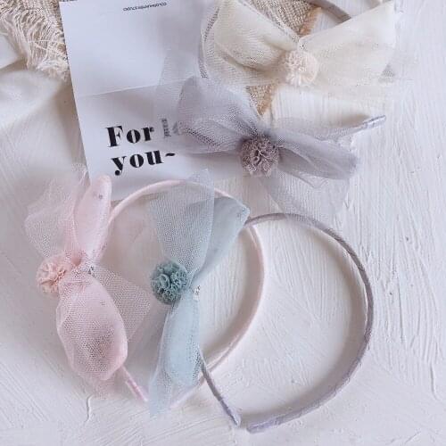 Boutique 12pcs Fashion Cute Tulle Pom Pom Bowknot Hair Sticks Mesh Bow Hairbands Princess Headwear Girls Hair Accessories