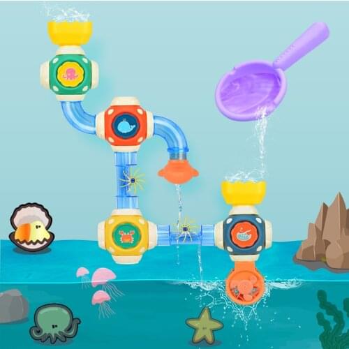 Baby Building Bath Pipes Toy Set DIY Water Spray Shower Game Stacking Cups For Children Swimming Bathroom Bathing Kids Toys