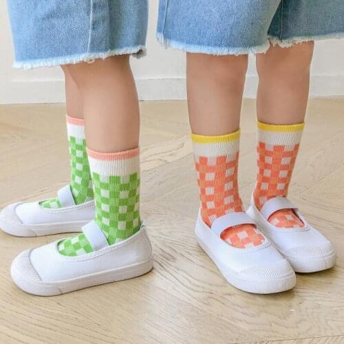 Kids Cotton Long Socks Autumn Winter Toddler Children Girls Boys Warm Knit Thermal Colorant Match Lattice Sock Baby Accessories