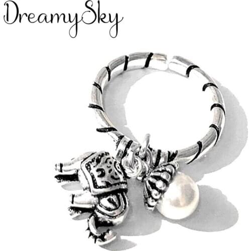 DreamySky Charm Elephant Finger Ring For Women Men Vintage Boho Knuckle Party Rings Punk Cocktail Jewelry Girls Gift