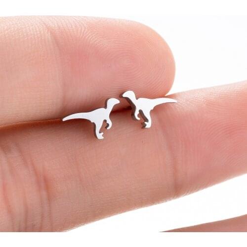 Dainty dinosaur stud earrings in rose gold kids Accessories tiny T-Rex Brontosaurus dinosaur earings fashion jewelry 2021 gifts