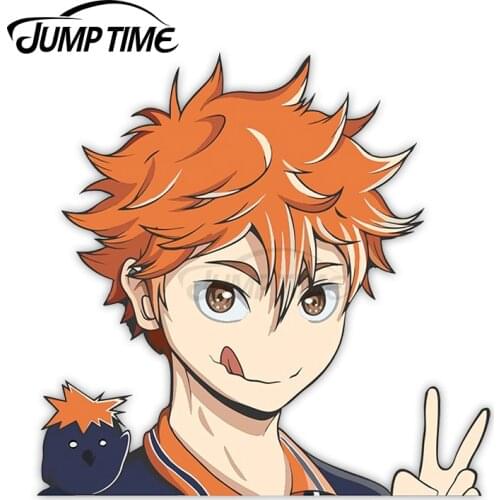 JumpTime 13 x 10.8cm For Shoyo Hinata Peek Peeking Peekers Window Vinyl Car Bumper Anime Volleyball Stickers 3D Car Stickers