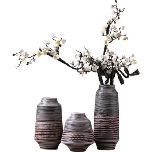 Chinese Ceramic Vase Desktop Flower Arrangement Decoration Dining Table Simple Geometric Flower Pot
