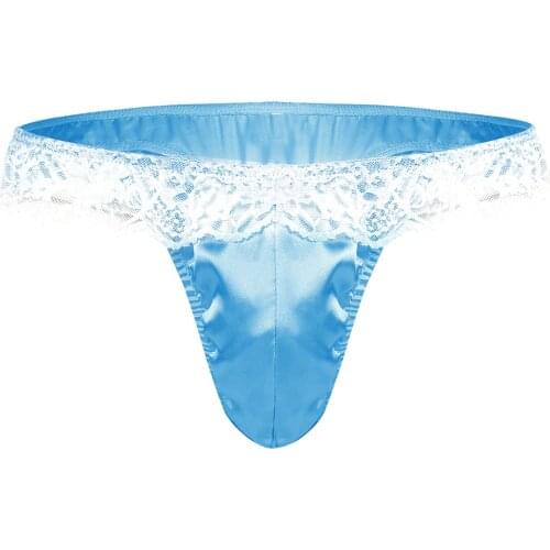 Mens Low Rise Bulge Pouch Underwear Panties Ruffle Lace Elastic Waistband Shiny Bikini Briefs Wetlook Lingerie Underpants Bottom