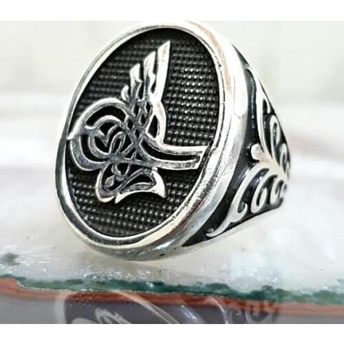 Ottoman Monogram Sterling Silver Men 'S Ring
