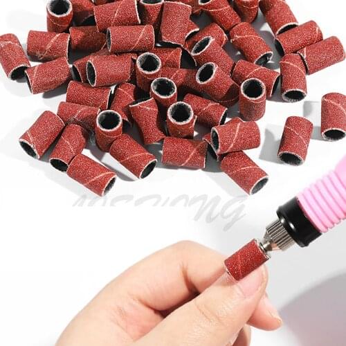 100pcs Electric Nail Drill Kit Accessories Nail Sanding Caps Manicure Pedicure Tool Salon Nail Drill Cutter Machine Bands