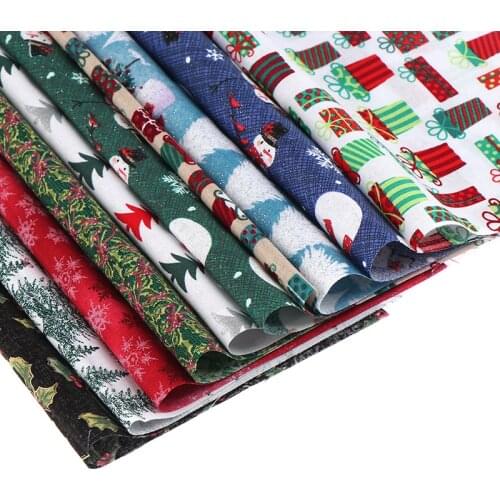 5/10Pc Christmas DIY Cotton Fabric Bundles Sewing Square Patchwork Precut Scraps