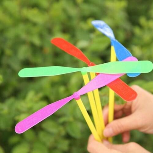 Novelty Plastic Bamboo Dragonfly Propeller Toy Children Hand Push Fly Disk Toy Outdoor Classic Toy Kid Gift
