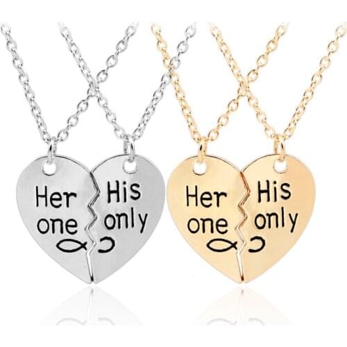 New Style Broken Heart 2 Parts "Her one ,His only" Infinity Heart Pendant Necklace Lovers' Couple Valentines Day Gift Jewelry