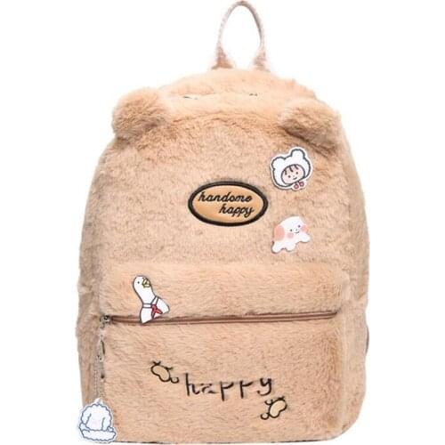 Winter Plush New Backpack Women Casual Shoulder Bags Teen schoolbag Fashion Girls Travel Backpacks College School Bag Rucksack