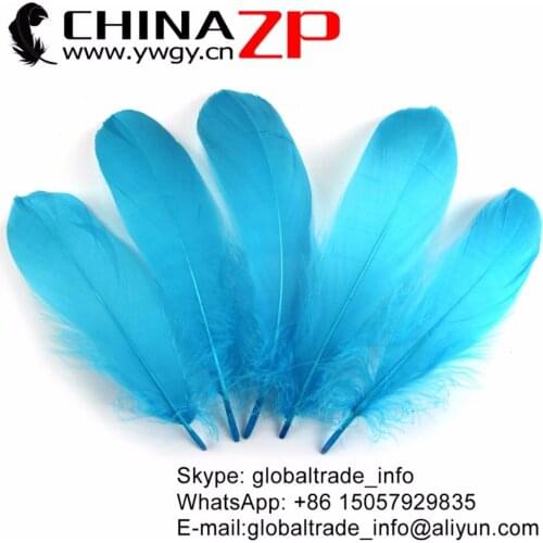 CHINAZP Factory Wholesale 200 pcs/lot 4"-8" Fashionable Pretty Soft Dyed Turquoise Goose Nageoires Feathers for Dress Decor