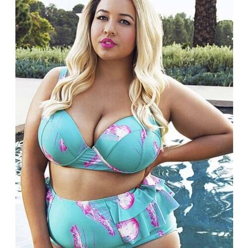 Fat Ladys Hot Style Plus Fertilizer To Increase Swimsuit European and American Split Swimsuit Plus Size Bikini Swimsuits