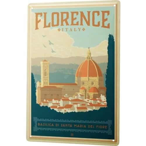 SINCE 2004 Travel Tin Sign Metal Plate Decorative Sign Home Decor Plaques Kitchen Decoration Florence Basilica of Interest 8X12