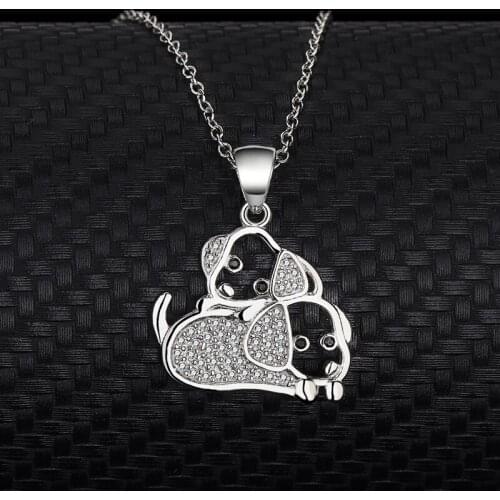 S925 Sterling Silver Lovely puppy Ladies Secklace Dog Dog Necklace Simplicity Personality Fashion Jewelry Pendant