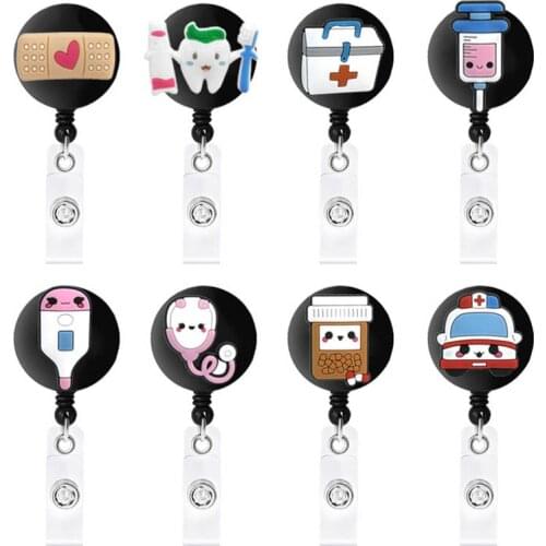 Silicon Injector & Woundplast Nurse Hospital Badge Reel Retractable ID Badge Holder With 360 Rotating Alligator Clip Name Holder