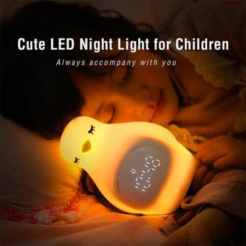 Silicone Penguin Night Light Electronic Alarm Clock Voice Control Rechargeable USB LED Night Lamp For Children Kids Gift