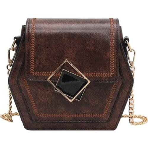 Fashion Individual Design Hexagon Shoulder Bag for Women 2021 New Pu Retro Ladies Crossbody Bag Versatile Shopping Female Bags