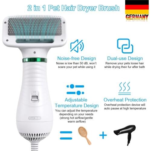 Dog Dryer 2-In-1 Portable Dog Hair Dryer And Comb Brush Pet Grooming Cat Hair Comb Dog Fur Blower Low Noise