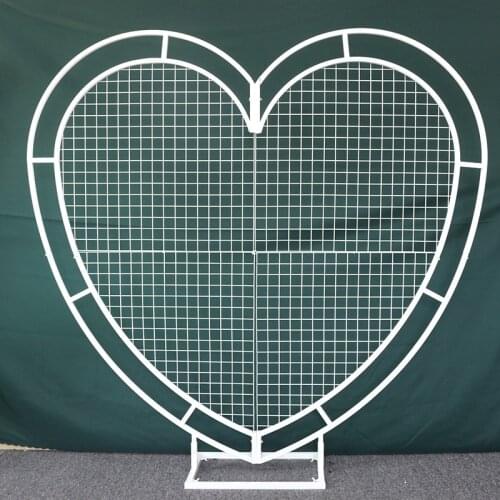 HVAYI Wedding Props Wrought Iron Grid Heart-Shaped Arch Artificial Flower Decoration Geometric Shelf Party Stage Background