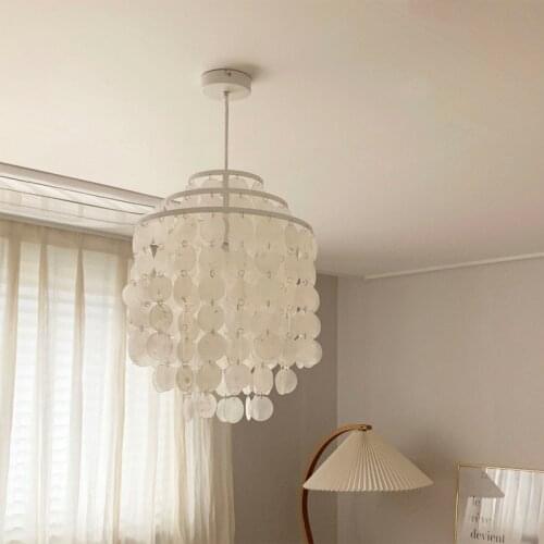 Nordic Modern Minimalist Warm Living Room Dining Room Bedroom Lights Study Art American Shell Chandelier Lamps