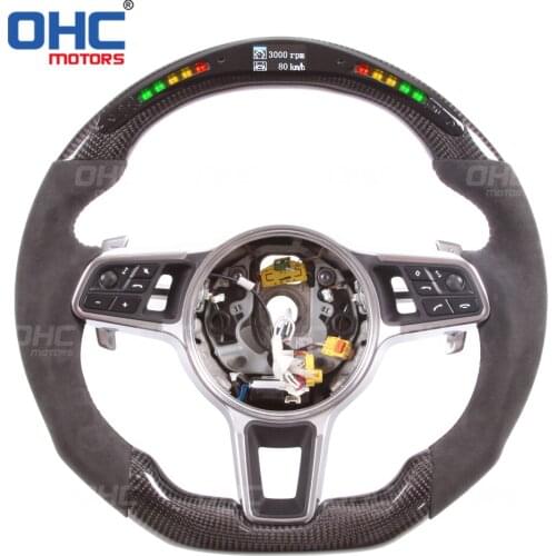 100% Real Carbon Fiber LED Steering Wheel compatible for Pors-che GTS GTR 911 Boxster GT Cayenne Macan 998 781 982