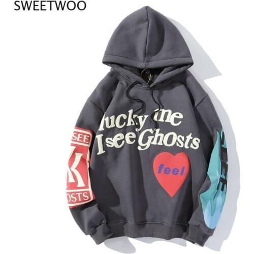 Graffiti Letter Print Plus Velvet Sweatshirt Men and Women Harajuku Fleece Hoodie Hip Hop Stranger Things Hooded