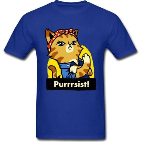 Purrrsist Tops Graphic Men T-shirt Feminist Women Cotton Tshirt Fight Like A Cat T Shirts Slim Fit Summer Cartoon Clothes Funny