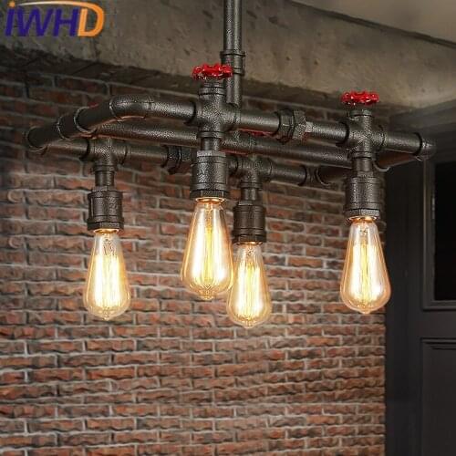 IWHD Water Pipe Retro Lamp Loft Industrial Vintage Pendant Lights Bedroom Bar Restaurant Pending Lighting Fixtures Lamparas