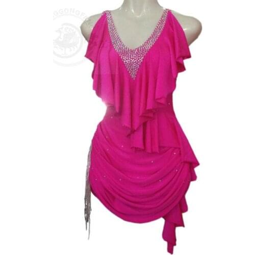 New Latin dance costume sexy senior spandex diamond latin dance dress for women latin dance competition dresses S-4XL