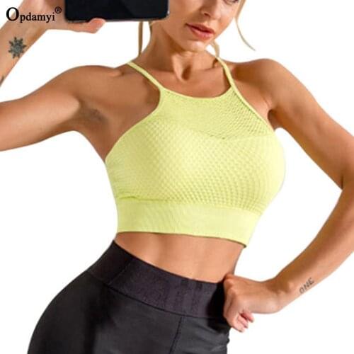 Womens Sport Bras Seamless Cross back Yoga Bra Sexy Mesh Padded Workout Bra Crop Top Gym Fitness Sports Underwear Running Tops
