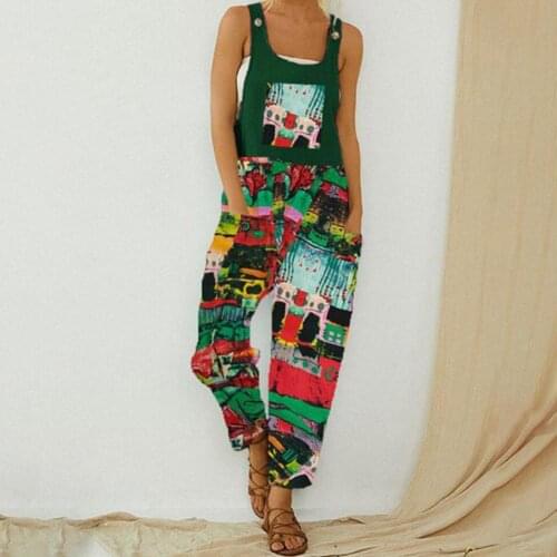 Jumpsuit Casual Sport Pants Rompers Ladies Jumpsuit Graffiti Printing Loose 2 Colors Women High Waist Long Romper for Shopping