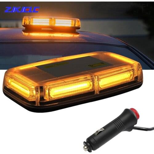12V-24V Car Short Row Roof Flashing Traffic Security Warning Light Police Emergency Strobe Magnetic Ceiling Alarm Lamp 14 Mode