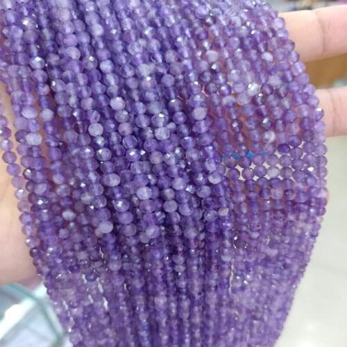 3mm 4mm Faceted Natural Amethysts Stone Beads Round Loose Purple Gem Stone Beads For Jewelry Making DIY Accessories Strand 15