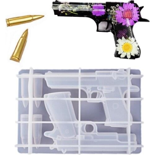 3D Gun Shape Cake Silicone Mold Epoxy Resin Mold Toy Silicone Mold For Resin Dried Flowers Set DIY Jewelry Making Pendant Mold