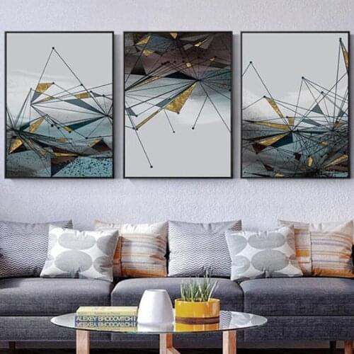 Abstract Geometric Picture Wall Art Canvas Painting Golden Nordic Posters and Prints Wall Pictures Decor for Living Room Décor