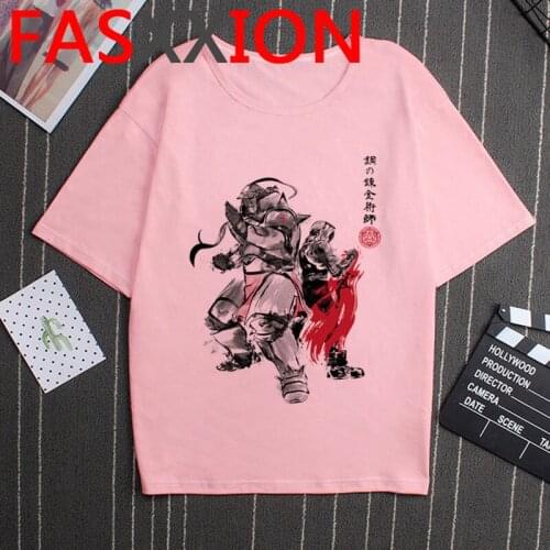 Fullmetal Alchemist Anime T Shirt Women Ulzzang Kawaii Print 90s Funny Cartoon Graphic Tshirt Harajuku Tops Streetwear Male