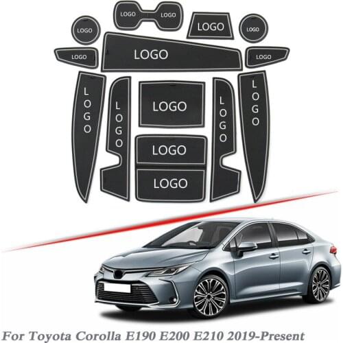Brand LOGO Car Styling For Toyota Corolla E190 E200 E210 2019 Gate slot pad Interior Door Groove Mat Non-slip dust Mat Accessory