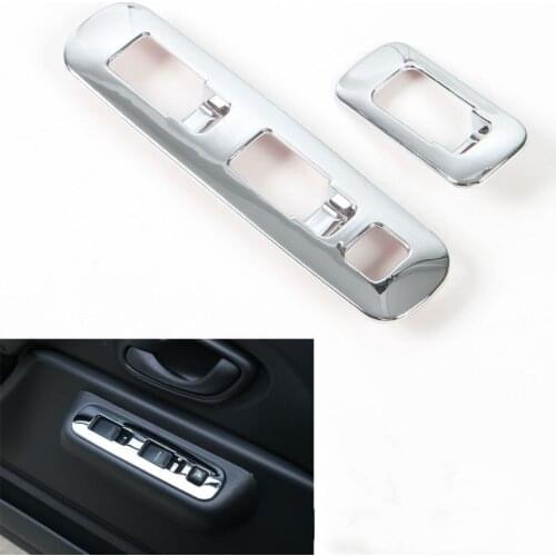 BBQ@FUKA 2pcs ABS Car Door Armrest Button Switch Panel Cover Trim Frame Decoration Fit For Jimny 2007-2015 Car Styling Car Cover