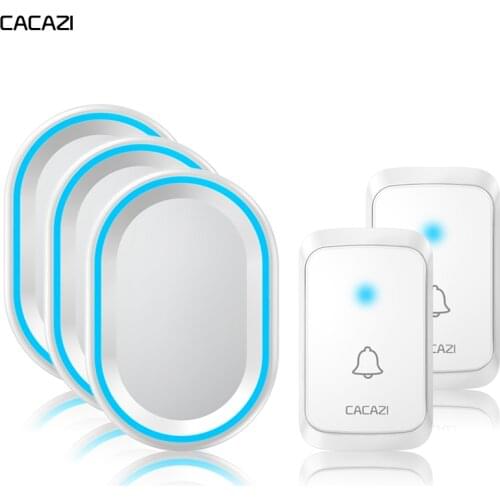 CACAZI Wireless Doorbell Waterproof 1 Button 1 2 3 Receiver 300M Remote Home Intelligent Door Bell 58 Chimes US EU UK AU Plug