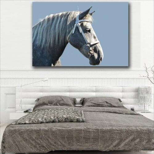Large size Printing Oil Painting Portrait of a white horse 2 wall art canvas print pictures for living room and bedroom No Frame