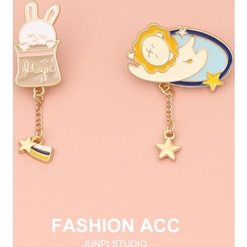 Sleeping Rabbit Lion Brooch Cute Student Children Couple Alloy Brooch Backpack Jacket T-shirt Brooch Couple Jewelry Wholesale