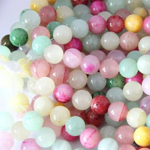 1 Strand Natural Stone Colorful Jades Beads Round Spacer Charm Beads for DIY Women Necklace Jewelry Making 4MM 6MM 8MM 10MM 12MM
