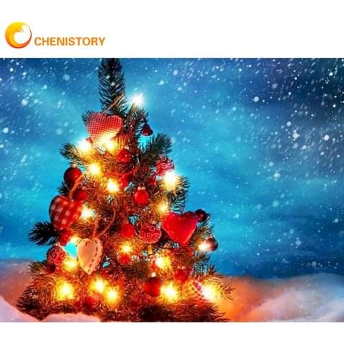 CHENISTORY Diamond Painting Mini Christmas Tree 5D DIY Diamond Embroidery Landscape Mosaic Cross Stitch Rhinestones Home Decor