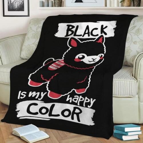 Black happy alpaca Flannel Throw Blanket 3D Printed Keep Warm Sofa Child Blanket Home Decor Textiles Dream Family Gift