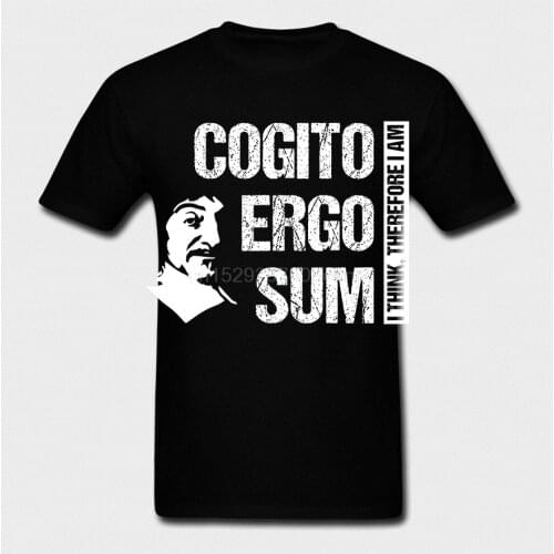 Men Short sleeve tshirt cogito ergo sum descartes philosophy t shirt frenc cool Women t-shirt