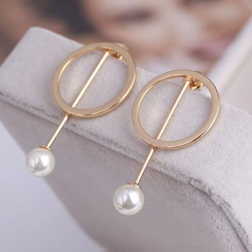 Geometric ring pearl simple line detachable earrings